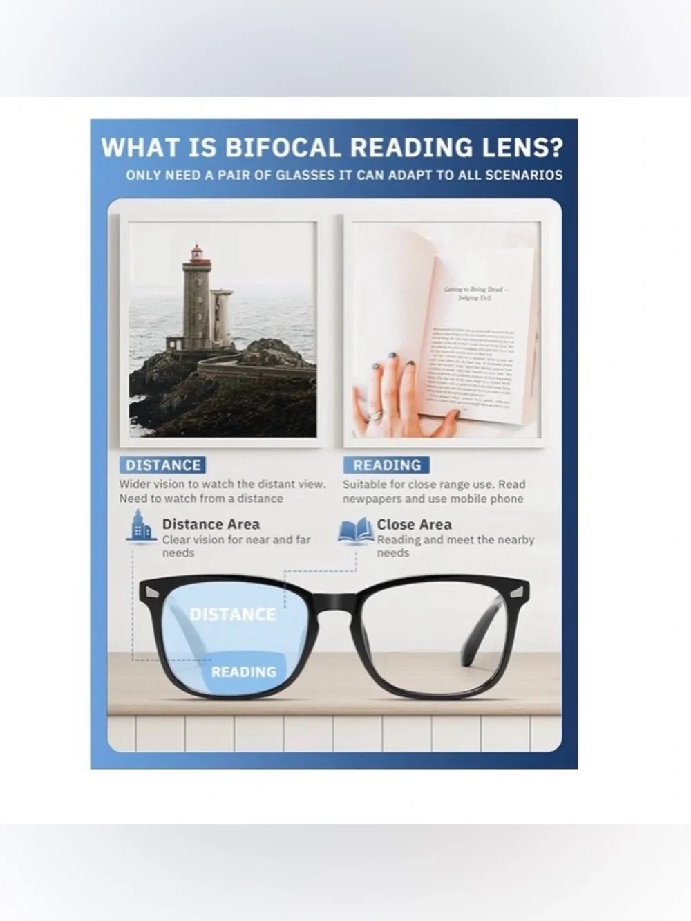 Bifocal Reading Glasses, Blue Light Blocking 1.5  Unisex, 5 Colors /5 Pack